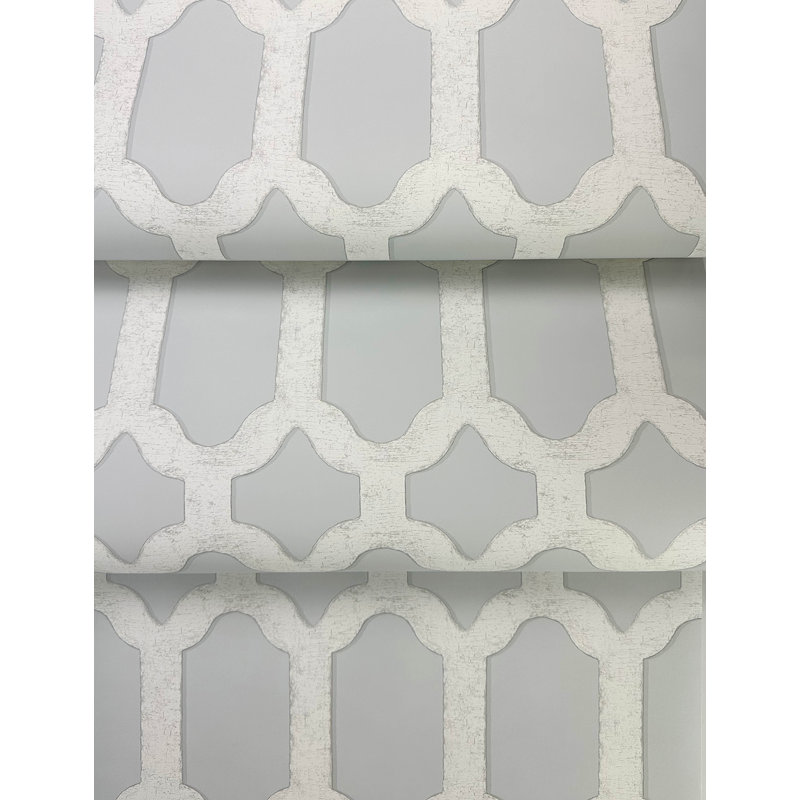 Papier peint treillis cerfeuil, Bleu
