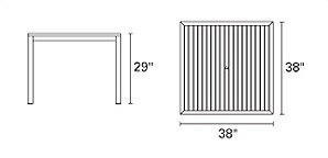 Tiburon Outdoor Square Dining Table, None Electropolish