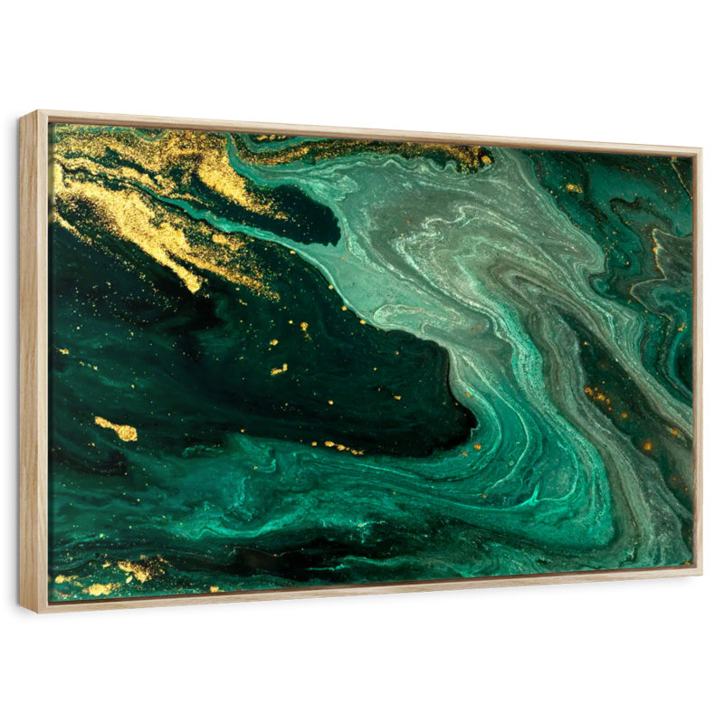 Vert et doré Grieco, Cadre flottant en bois naturel, 13 po x 9 po