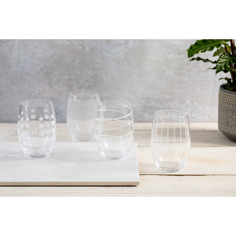 Mikasa Cheers Etched Crystal Stemless Wine Glasses