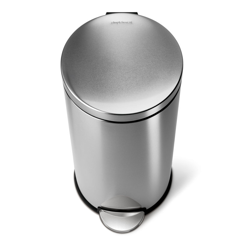 Simplehuman 30 Liter / 8 Gallon Round Step Trash Can, Brushed Steel