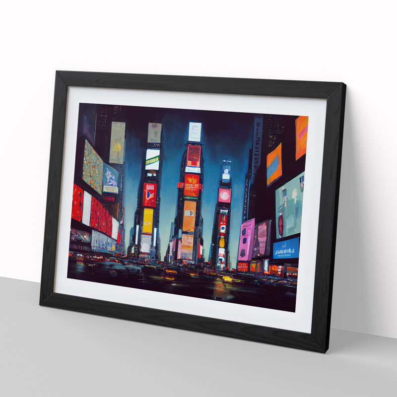 XH1022-6206X Modern Times Square Art Vol.5 1 Piece Single Picture Frame Wall Art, 34cm H x 46cm W x 2cm D, Black