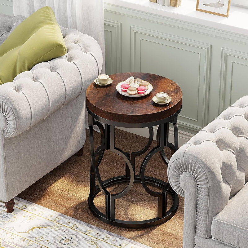 Table de bout Tribesigns, table d'appoint industrielle avec structure creuse en métal