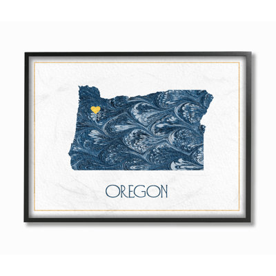 « oregon, bleu, silhouette minimale en papier marbré » par daphné polselli, impression