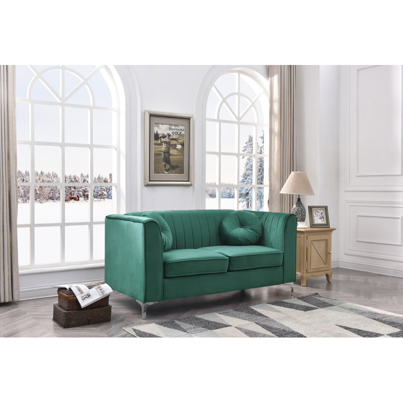 Ballentine 65'' Velvet Loveseat, Green