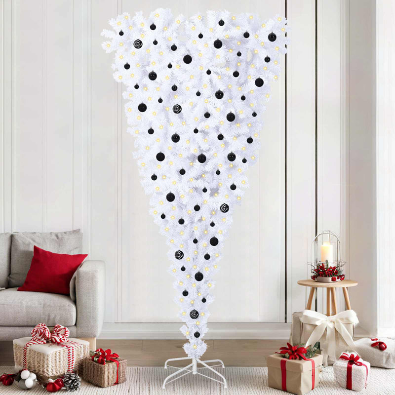 7.87' H Lighted Artificial Christmas Tree, Black