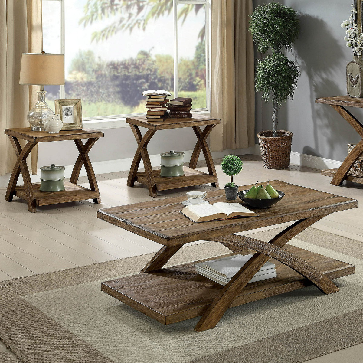Gracie Oaks Louard 3Pc Table Set Occasional Tables Living Room 1X ...
