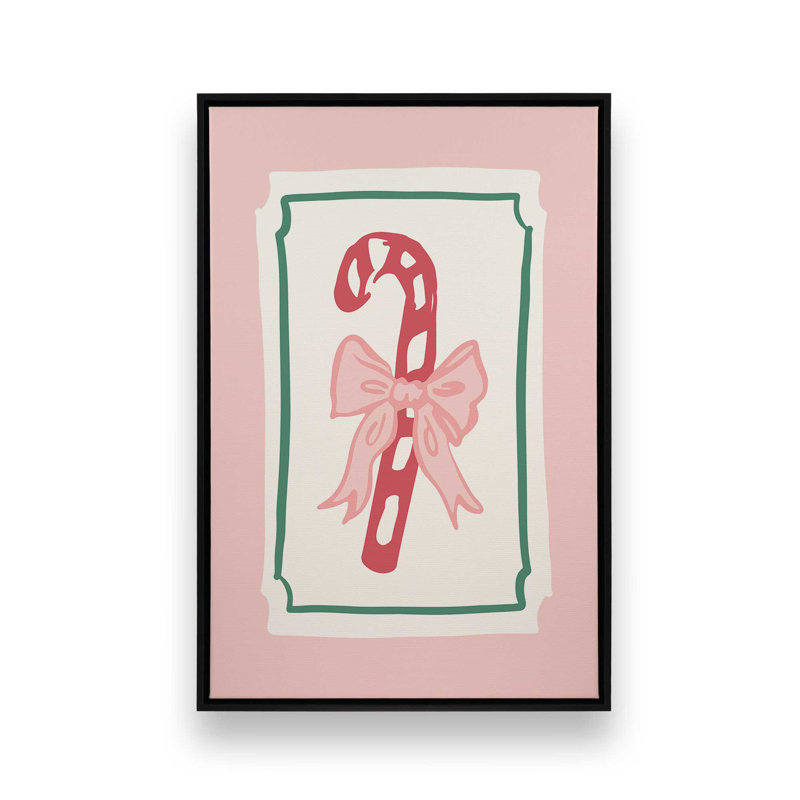 «Candy Cane Bow» par April Lane, reproduction d'art, H 16 po x l 12 po, Impression encadrée sans passe-partout, Noir