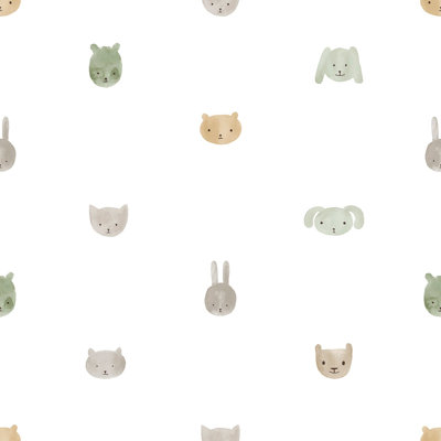 Little Explorers 2 Happy Animal Heads Wallpaper Roll