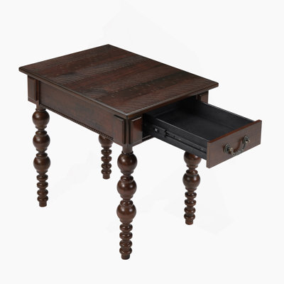 Table de bout en bois massif avec tiroir, table de bout étroite à assembler pour le salon, espresso