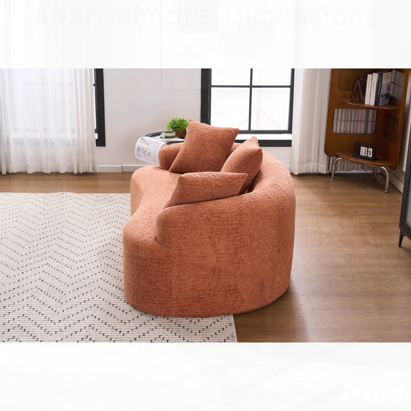Causeuse courbée avec revêtement en chenille, coussins en éponge 30D et aucun assemblage requis, parfaite pour les espaces compacts