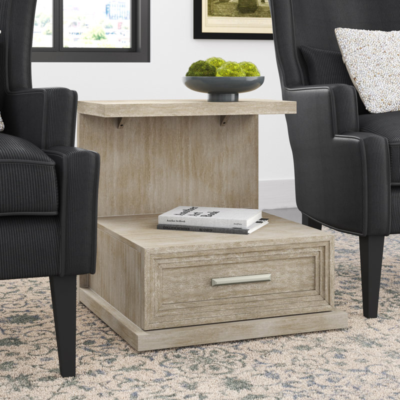 Table de bout en bois massif avec rangement Judye