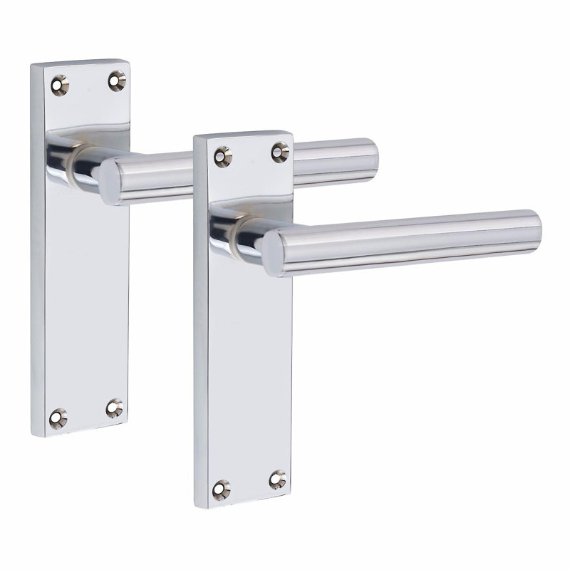  1 Pair T-Bar Lever Backplate Door Handle Matt Black Finish - 150mm x 40mm