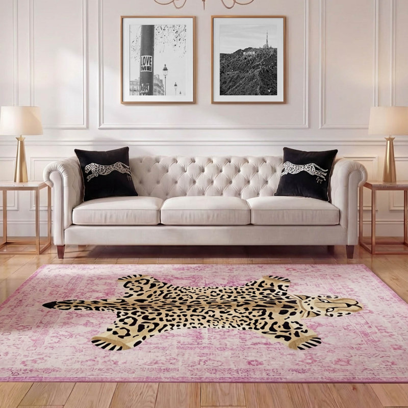  Tapis finement lavables à la machine, Hot Pink Paw, 7 pi 10 po x 10 pi