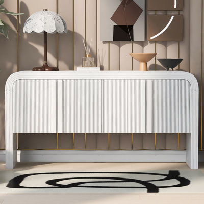 Armoire à motif ondulé avec 4 portes et tablette réglable