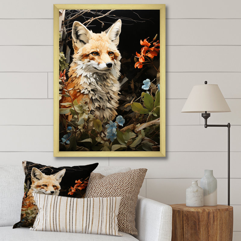 Fox Wilderness Guardian Pastorale I - Animaux, art mural, salon, H 44 po x l 34 po x P 1,5 po, Encadrement doré