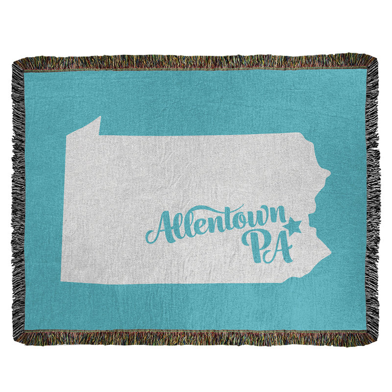 Jeté en coton tissé allentown pennsylvanie, l 60 po x L 80 po, Bleu sarcelle