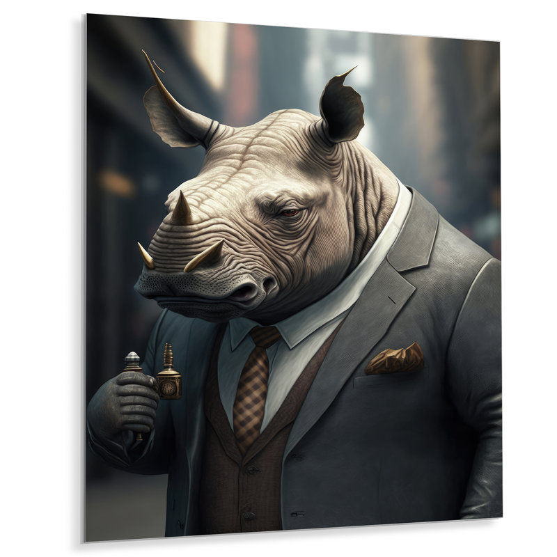 Décoration murale en métal Mafia Rhino - Animaux, H 20 po x l 12 po x P 1 po