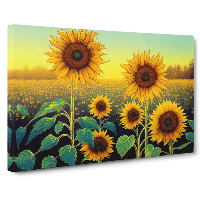 Exceptional Sunflower Field - Wrapped Canvas, 50cm H x 76cm W x 3cm D
