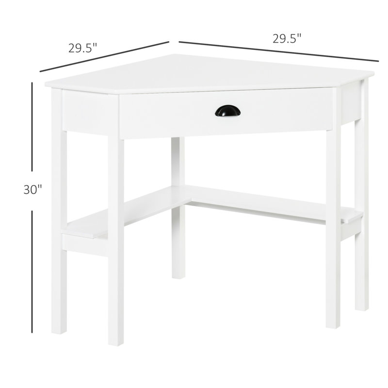 Bureau blanc avec tablette et tiroir pour petite chambre à coucher, bureau blanc