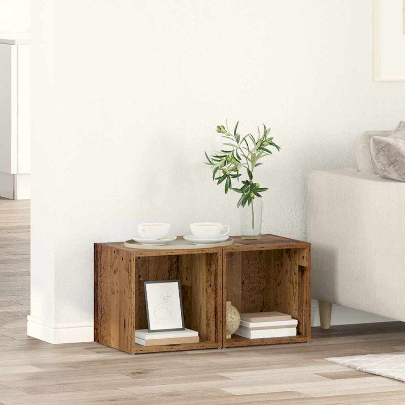 TV Cabinet 2 Pcs 37 X 35 X 37 Cm Engineered Wood, Brown