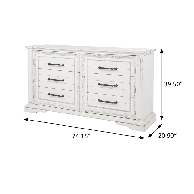Commode traditionnelle l 74,15 po, blanc rétro