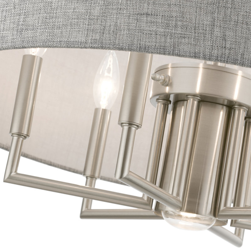 Zahirah 7 - Light Dimmable Drum Chandelier, Brushed Nickel