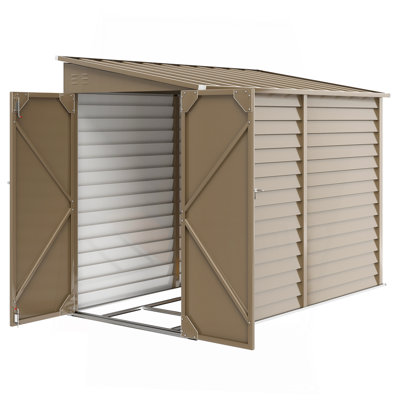 Outdoor Storage Shed Brown  Metal Shed With Foundation Kit, Lockable Doors And Gloves For Patio, Law