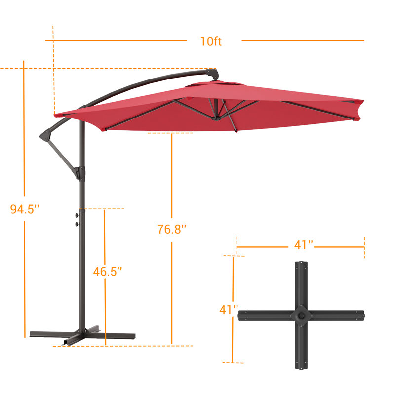 Davinna 120'' Cantilever Umbrella, Red