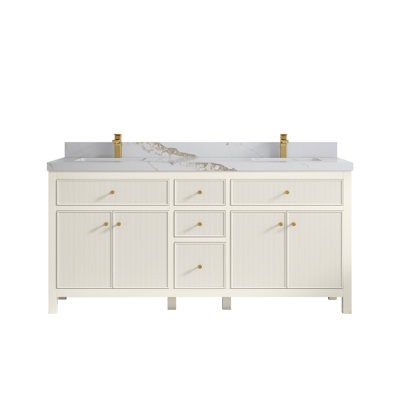 Sonoma 72 In. W X 22 In. D Double Sink Bathroom Vanity In Alabaster With 2 In. Calacatta Nuvo Quartz