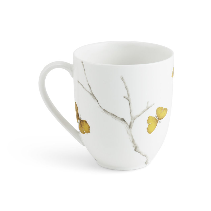 Butterfly Ginkgo Handmade Porcelain Coffee Mug