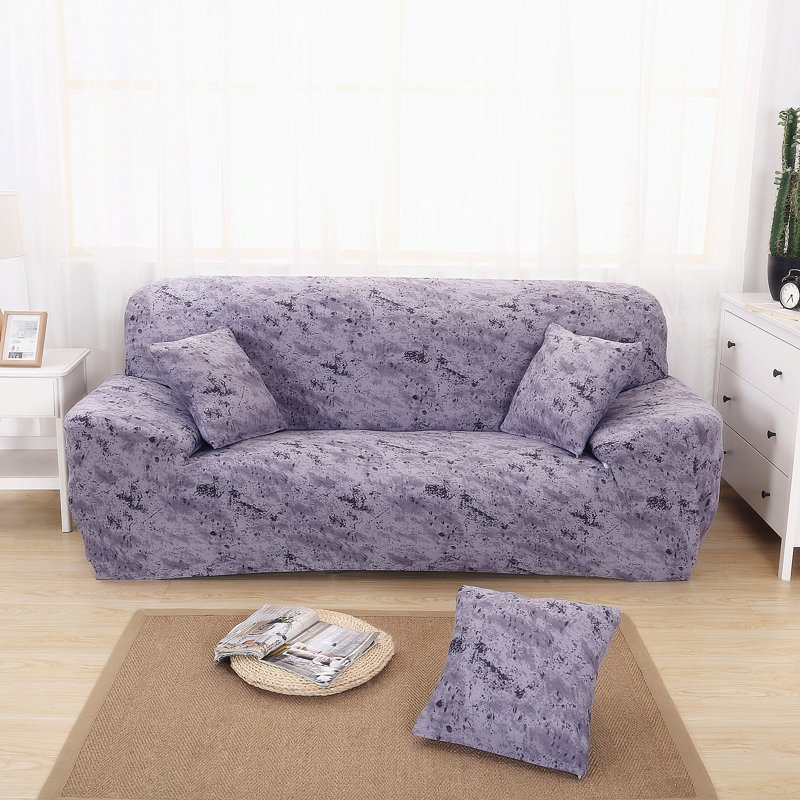 Élégante housse de canapé à coussin carré, Mauve / Gris