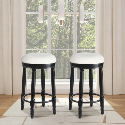 26" Counter Height, 360° Swivel Wooden Barstool