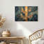Tableau mural sur toile à fond texturé bleu et or représentant quatre papillons de nuit-893868153