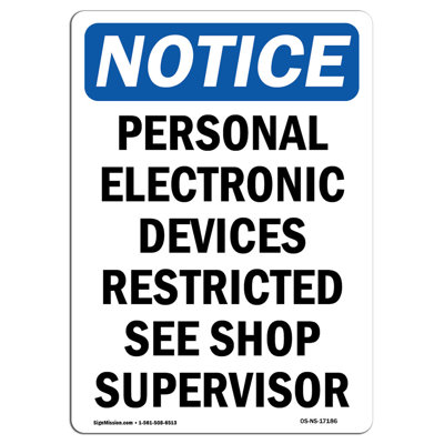 Personal Electronic Devices Restricted Sign