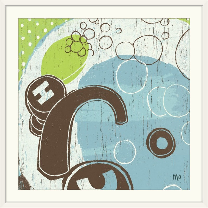 « ii » par michael mullan, reproduction d’art Bathroom Bubbles, Cadre blanc, H 20" x l 20" x P 1"