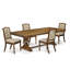 L'ensemble de table de cuisine 5 pièces comprend une table de salle à manger rectangulaire et 4 chaises de salle à manger en cuir PU beige clair, finition noyer antique-2020806713-2042144417-2042144421