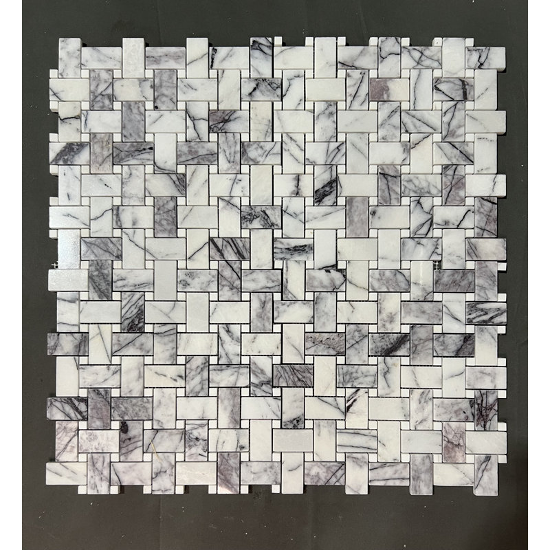 Mosaïque de pierre naturelle lilas tressée 1x2