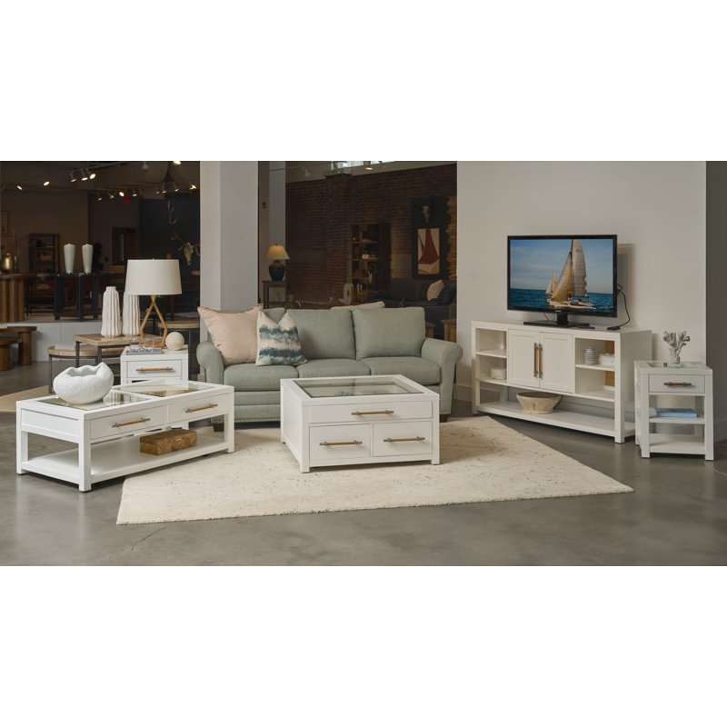 Kishia White Rectangular Coffee Table, White