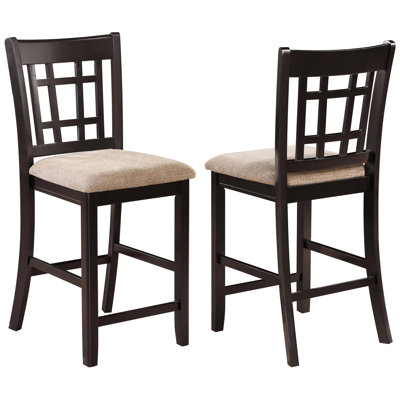 Counter Height Stools Of 2 - Tan And , With Rectangular Stable Front Legs & ( Of 2) Open Back Foam Filled Chair