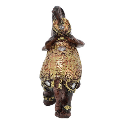 Figurine d'éléphant riche en résine Feng Shui Figurine décoration de la maison pour le salon cadeau de pendaison de crémaillère brun S