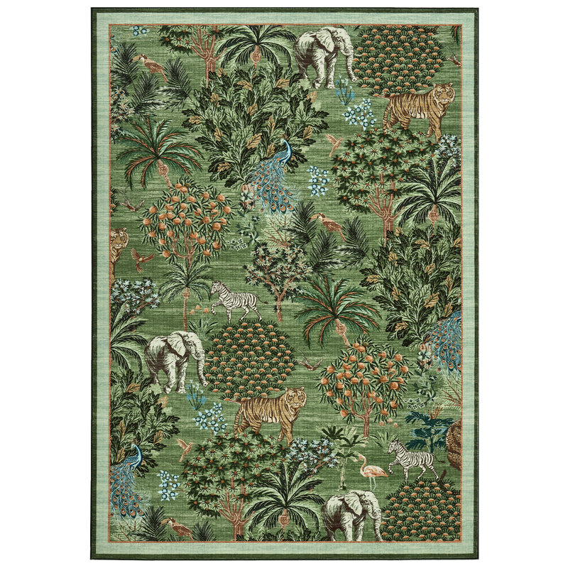 Machine Washable Rug Non-Slip Area Rug Durable Floor Carpet Easy-Cleaning Rug for Living Room Playroom Bedroom