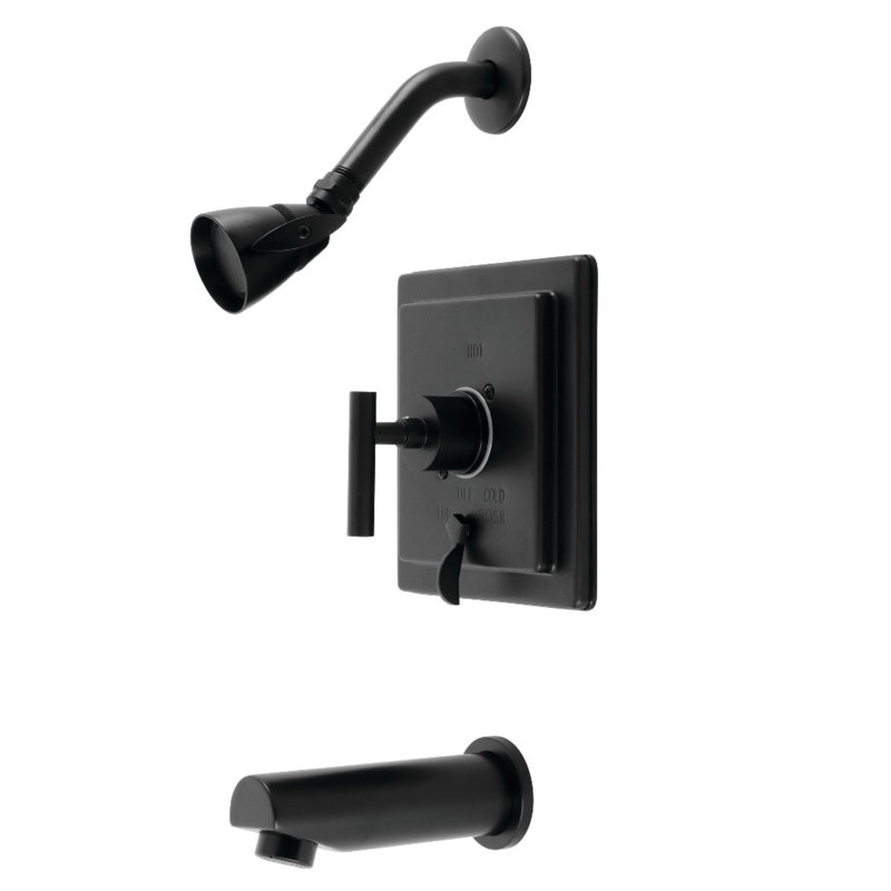 Kingston Brass Manhattan Single-Handle Pressure Balanced Tub and Shower Faucet, Matte Black