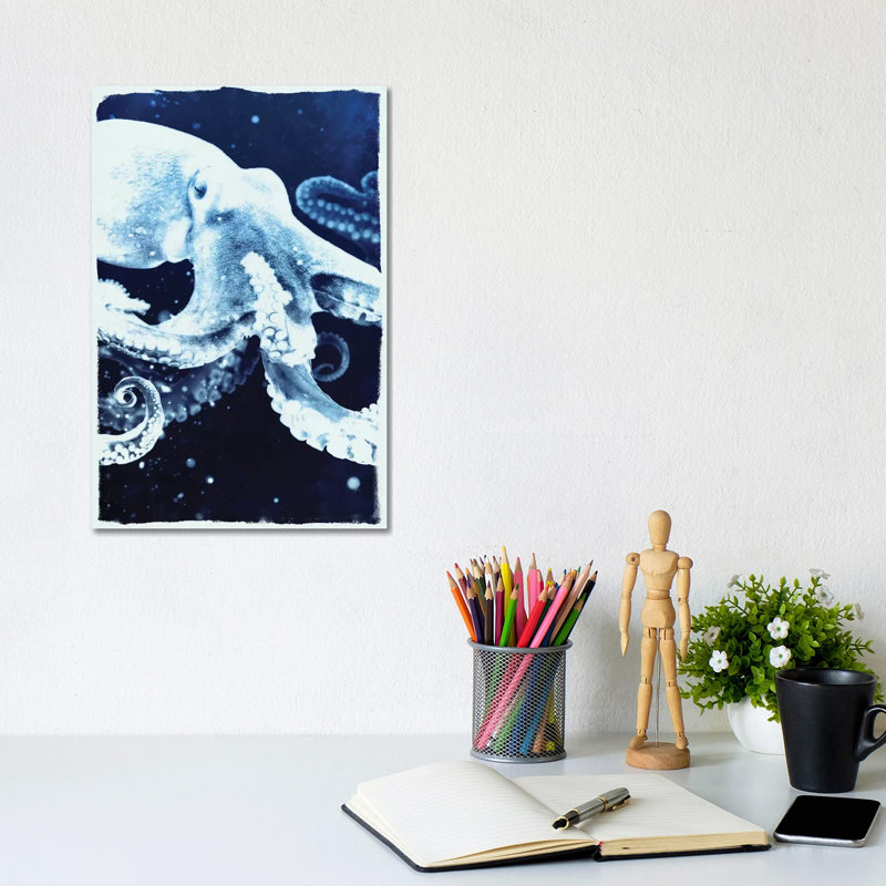 Indigo Octopus by 33 Broken Bones - Wrapped Canvas Gallery-Wrapped Canvas Giclée, 20.32 cm H x 30.48 cm W