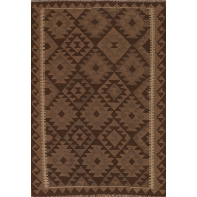 Tapis géométrique tissé à la main kilim 5 x 7
