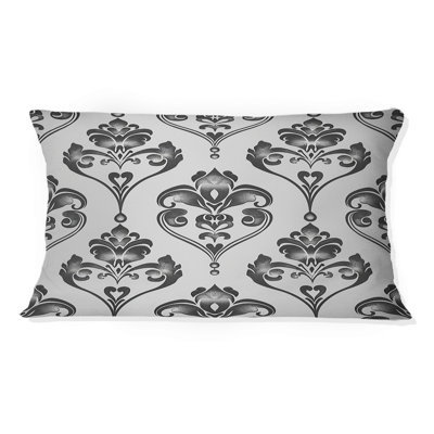 Coussin noir noir et blanc quadrilobe V - moderne