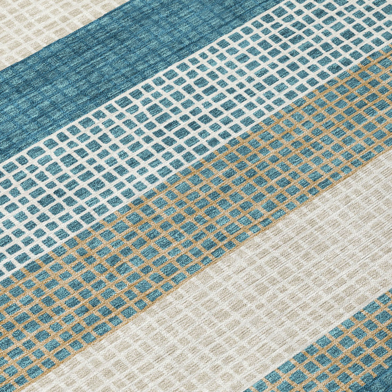 Machine Washable Indoor/Outdoor Chantille ACN2530 Stripes Rug, Runner 2'3" x 7'6", Teal