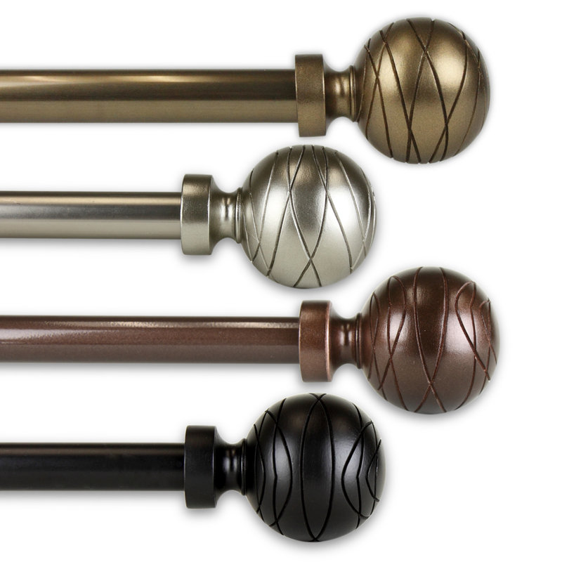 Tringle à rideaux simple réglable Elyza, Nickel satiné, De 28 po à 48 po de largeur