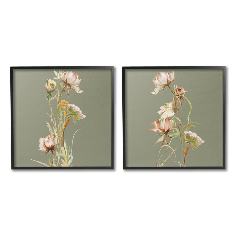 "Classic Blooms On Green" par Liz Jardine, 2 pièces sur toile, H 17 po x l 17 po