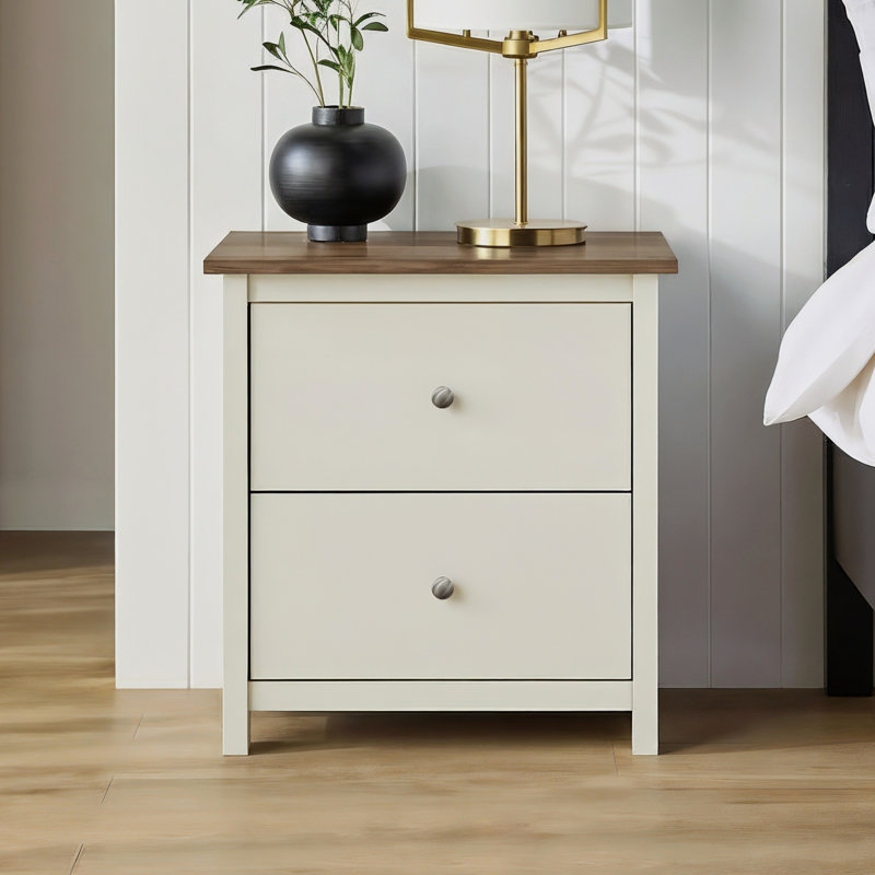 Isenbert 21.9" W Manufactured Wood 2-Drawer Nightstand, Matt White